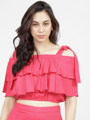 Tokyo Talkies Casual Self Design Women Pink Top