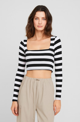 ZEROZABAR Casual Solid Women Black, White Top