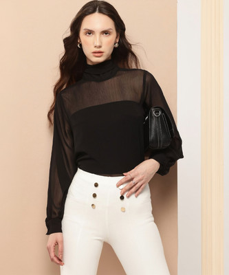 her by invictus Casual Solid Women Black Top