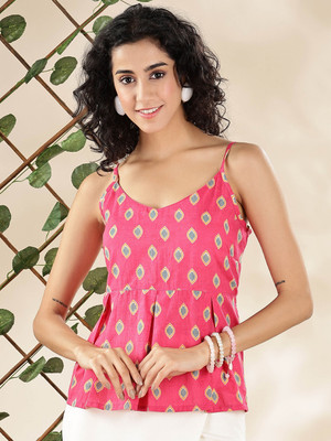 Anouk Rustic Casual Printed Women Pink Top