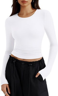 LOYCE Casual Solid Women White Top