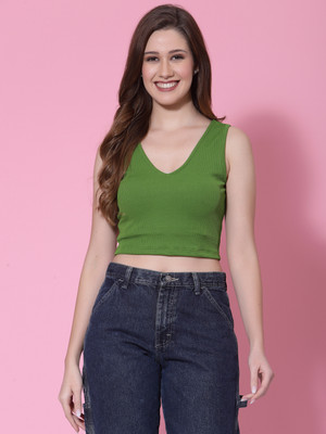 Oomph! Casual Solid Women Green Top