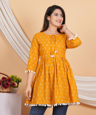 HouseOfCommon Casual Printed Women Yellow Top