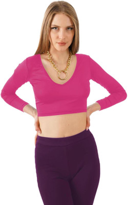 THE BLAZZE Casual Solid Women Pink Top