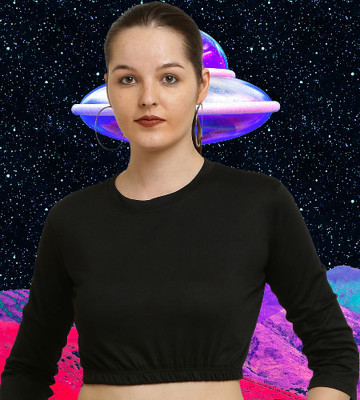 CANIDAE Casual Solid Women Black Top