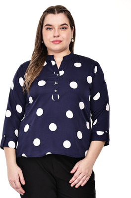 MASSIDESIGN Casual Printed Women Dark Blue, White Top