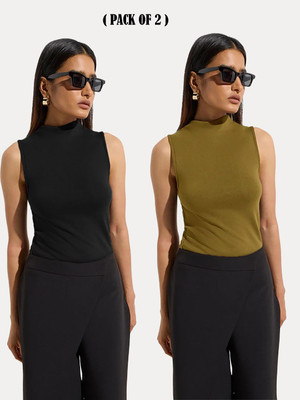 KOTTY Casual Solid Women Black, Brown Top