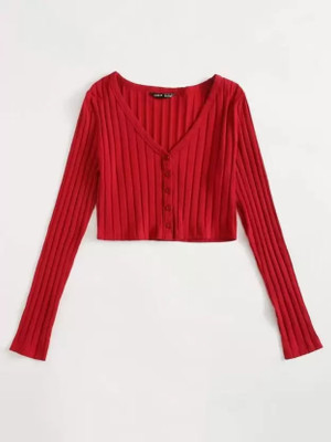 OWN FASHION CLASSIC Casual Striped Women Red Top