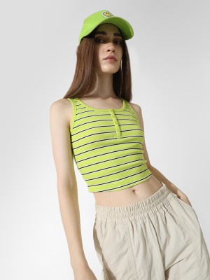 ONLY Casual Striped Women Light Green, Blue Top