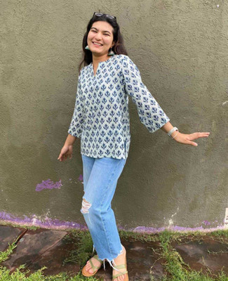 Rita Casual Printed Women White Top