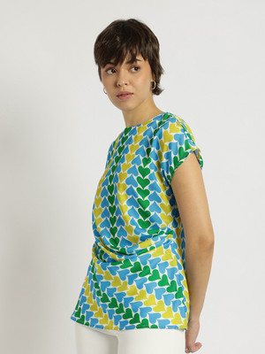 Fable Street Casual Printed Women Blue Top