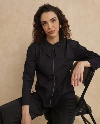 RAREISM Party Solid Women Black Top
