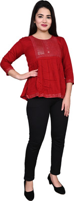 Newhobbies Casual Solid Women Red Top