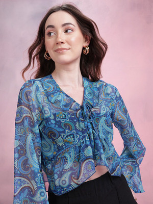 Dressberry Casual Printed Women Blue Top
