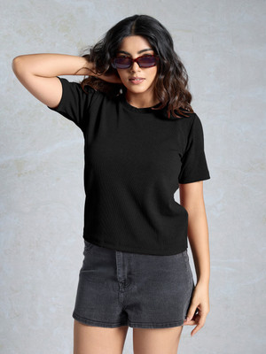 vairagee Casual Self Design Women Black Top