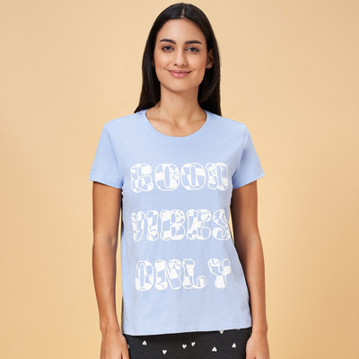 Dreamz by Pantaloons Casual Printed Women Light Blue Top
