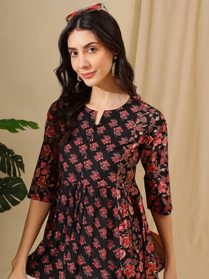 HERE&NOW Party Printed Women Black Top