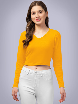 Maheshvi Casual Solid Women Yellow Top