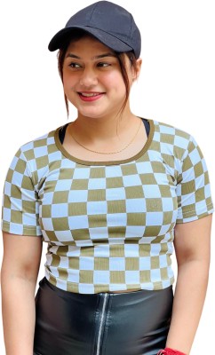 CRAMPLE Casual Printed Women Green, Light Blue Top