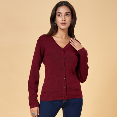 Rangmanch by Pantaloons Casual Solid Women Maroon Top