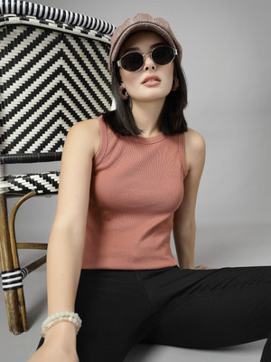 KASSUALLY Party Solid Women Pink Top