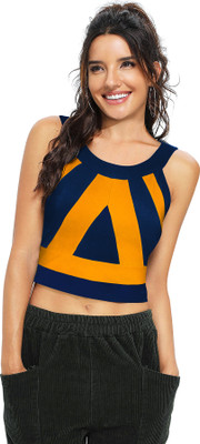 Shoponbit Casual Color Block Women Yellow, Dark Blue Top