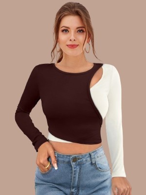 METRONAUT Casual Color Block Women Brown Top