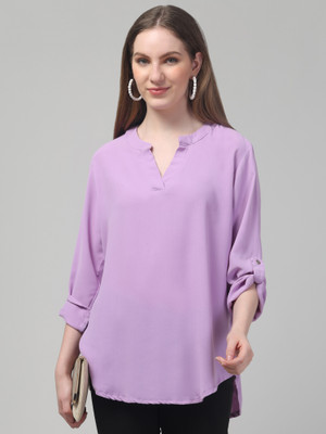 clobug Casual Solid Women Purple Top