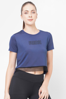 Laasa Sports Casual Printed Women Blue Top