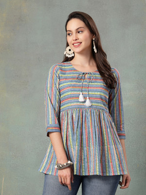 God Bless Casual Printed Women Multicolor Top