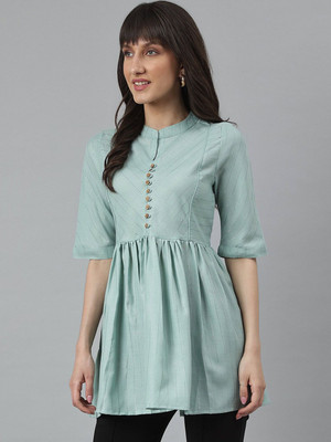 Sangria Casual Self Design Women Green Top