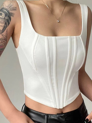 Leoty Casual Solid Women White Top