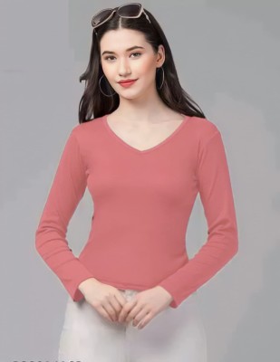 NQF Casual Solid Women Pink Top