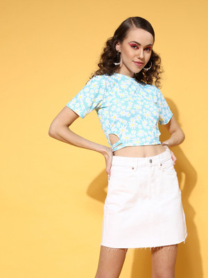ATHENA Casual Printed Women Light Blue, White, Yellow Top