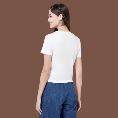 HouseOfCommon Casual Printed Women White Top