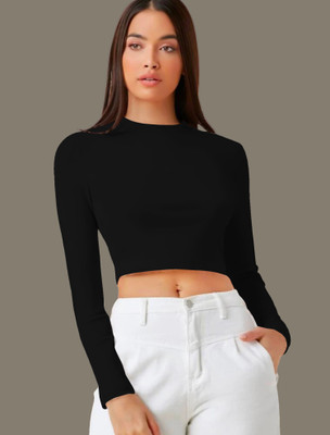 Maheshvi Casual Solid Women Black Top