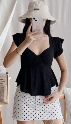 Tokyo Talkies Casual Solid Women Black Top