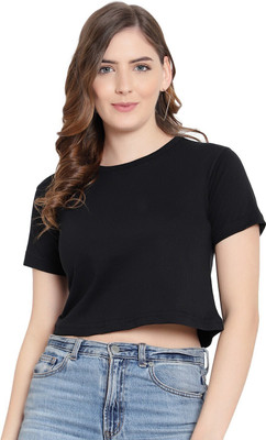 DEEPMAYRA COLLECTION Casual Solid Women Black Top