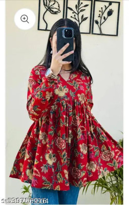 ENTVIS Casual Printed Women Red Top