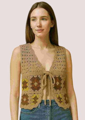 Emprace Casual Embroidered Women Brown Top