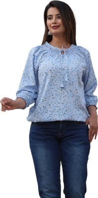 BM enterprises Casual Printed Women Blue Top