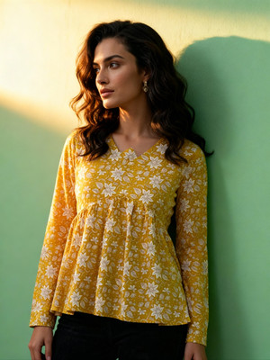 Divine Tatva Casual Printed, Floral Print, Ethnic Motifs Women Multicolor Top