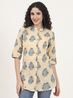DIVENA Casual Printed Women Beige Top