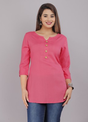 Bhiterwal Casual Solid Women Pink Top