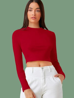 NAVYANKAA Casual Solid Women Red Top