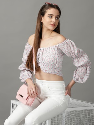 Showoff Casual Printed Women White Top