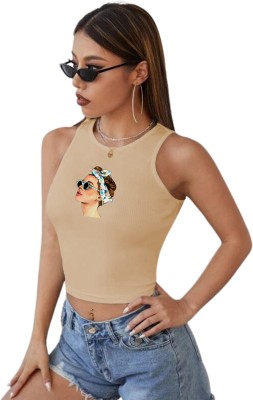 Fashion And Youth Casual Graphic Print Women Beige Top