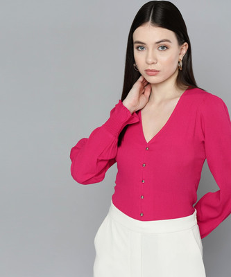 CHEMISTRY Casual Solid Women Pink Top