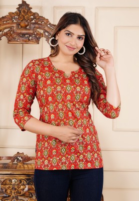 Royal Craft Casual Floral Print Women Red Top