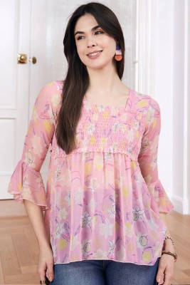 Dressberry Casual Printed Women Pink Top